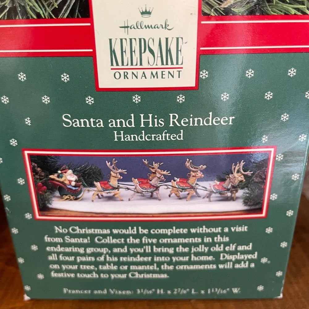 1992 Hallmark Santa and His Reindeer Ornament Prancer & Vixen #2 in Series